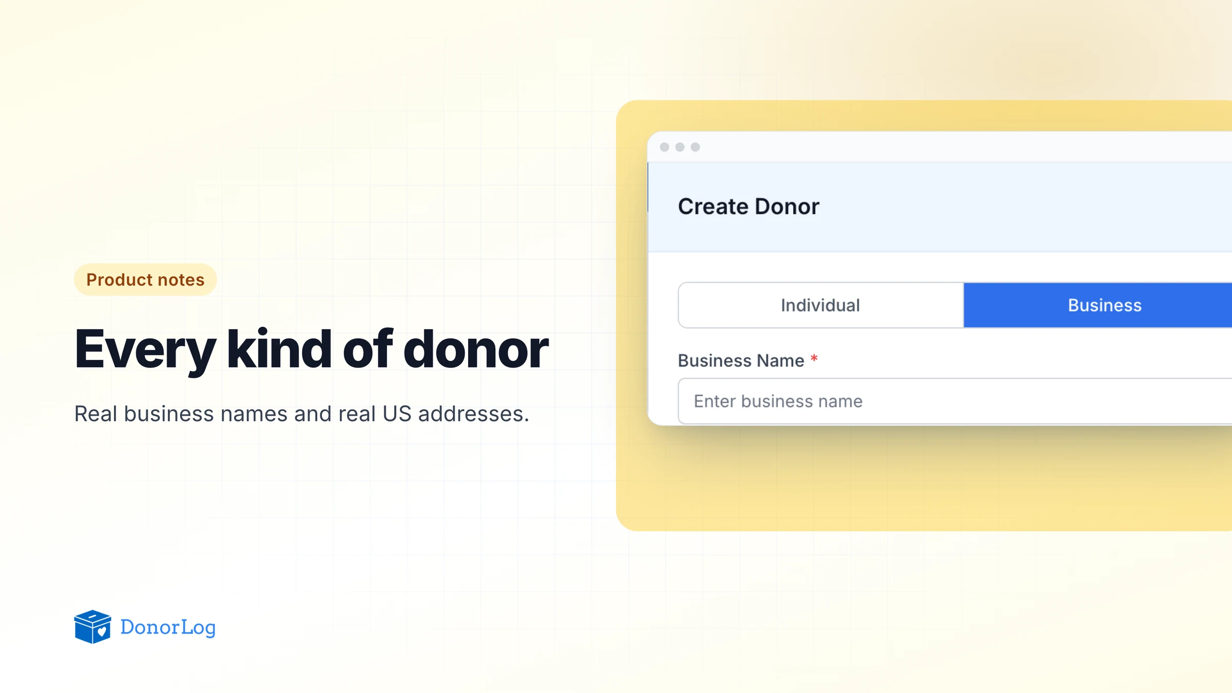 Business donors and US addresses, done properly